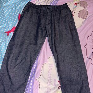 Uniqlo Linen Blend Pants Blue, Size S, Waist 68-76 cm (27 -30 inches)